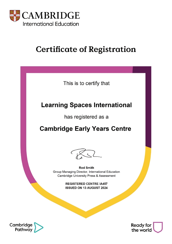 Cambridge Registration Certificate